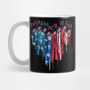 Pharmacy Tech American Flag Melting Heart 4th Of July Mug